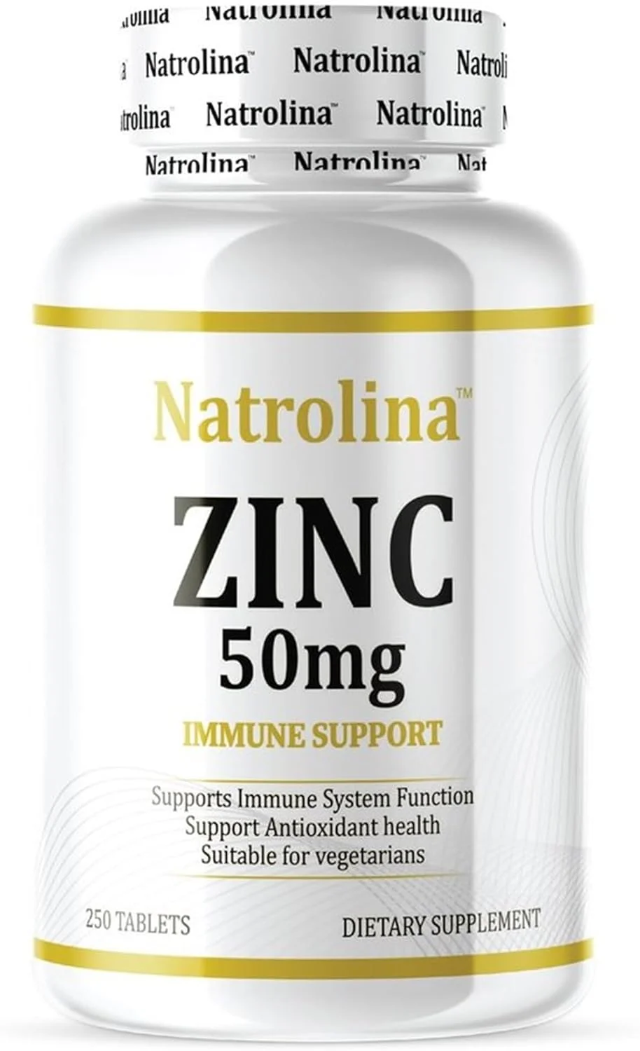 ناترولینا زینک کلاته 50 میلی گرم 250 قرص | پشتیبانی از سیستم ایمنی، سلامت آنتی اکسیدانی، تندرستی و سلامت باروری، عملکردهای آنزیمی، سلامت پوست | مکمل معدنی ضروری | بدون گلوتن