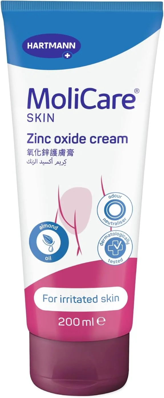 کرم اکسید روی مولی کر مدل Skin Zinc حجم 200 میلی لیتر، کرم اکسید روی، کرم بی اختیاری بزرگسالان، بی اختیاری، سالمندان، اکسید روی، امولسیون، برای پوست خشک و خیلی خشک افراد مسن