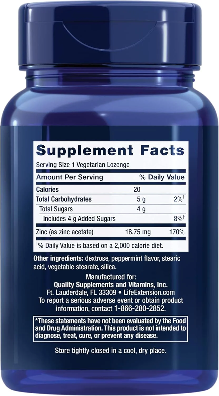 قرص های زینک لایف اکستنشن - تقویت سیستم ایمنی سالم - با طعم نعناع - بدون گلوتن، غیر تراریخته، قرص های گیاهی - 30 عدد
