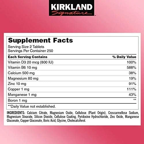 قرص های سیترات کلسیم، منیزیم و زینک Kirkland Signature - 500 عدد