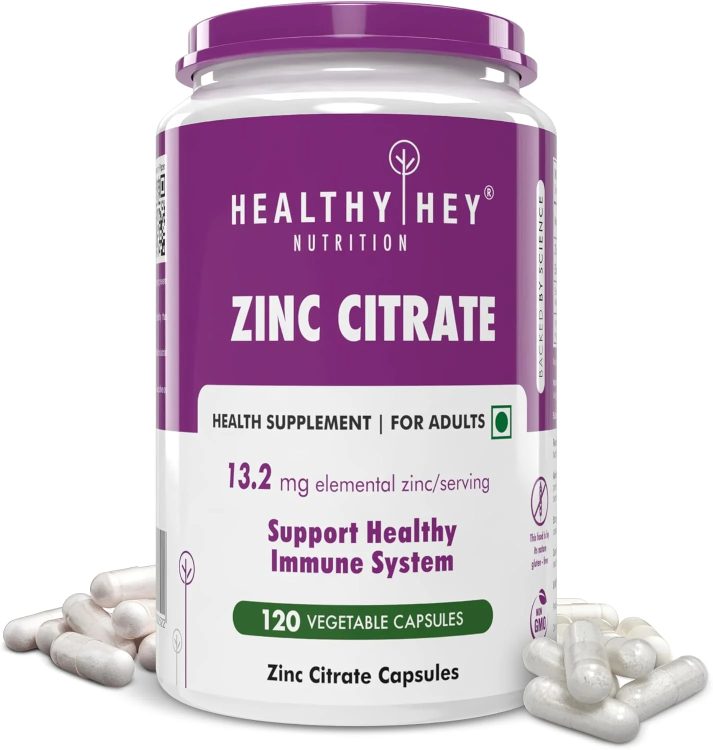 سیترات روی HealthyHey Nutrition، پشتیبانی از سیستم ایمنی - 120 کپسول گیاهی