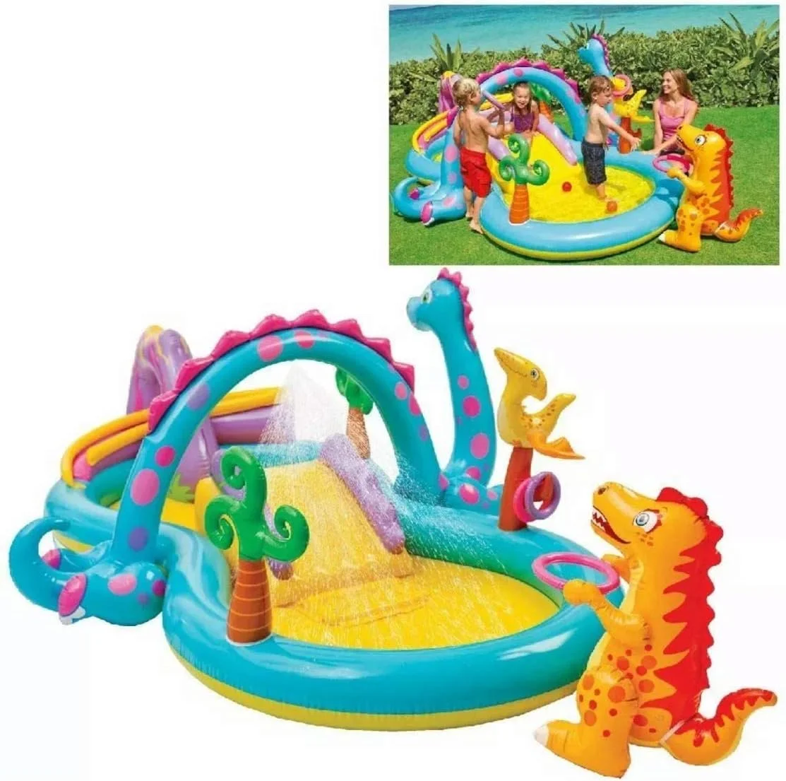 مرکز بازی و سرسره استخر دینو لند اینتکس - چند رنگ - 57135