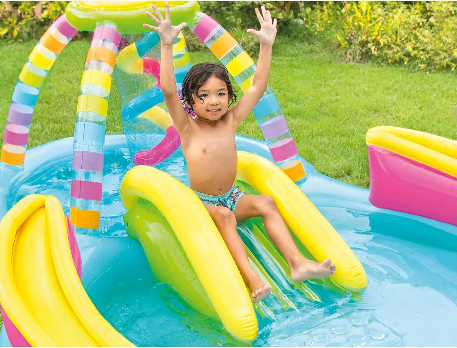 مرکز بازی بادی اینتکس مدل Rainbow Funnel - سرسره آبی کودکان، آبپاش رنگارنگ، استخر سرسره دار، مرکز فعالیت آبی در فضای باز/حیاط خلوت، مناسب برای کودکان 2 سال به بالا مرکز بازی بادی اینتکس مدل Rainbow Funnel - سرسره آبی کودکان، آبپاش رنگارنگ، استخر سرسره دار، مرکز فعالیت آبی در فضای باز/حیاط خلوت، مناسب برای کودکان 2 سال به بالا