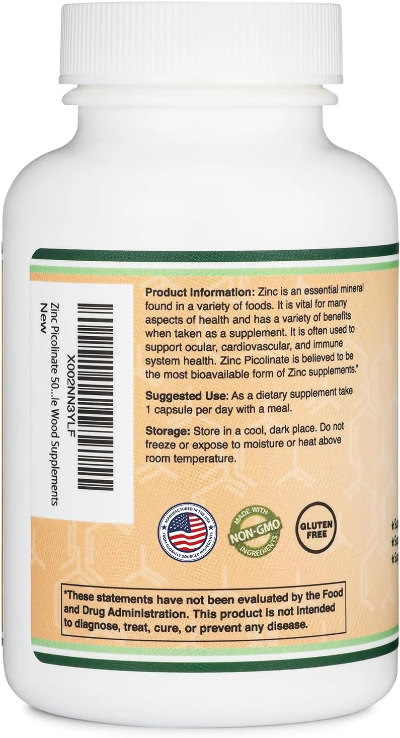 زینک پیکولینات 50 میلی گرم دابل وود ساپلیمنتس، 300 کپسول (تقویت سیستم ایمنی برای کودکان و بزرگسالان) غیر GMO، بدون گلوتن، ساخت ایالات متحده آمریکا (تامین 300 روزه) زینک پیکولینات 50 میلی گرم دابل وود ساپلیمنتس، 300 کپسول (تقویت سیستم ایمنی برای کودکان و بزرگسالان) غیر GMO، بدون گلوتن، ساخت ایالات متحده آمریکا (تامین 300 روزه)