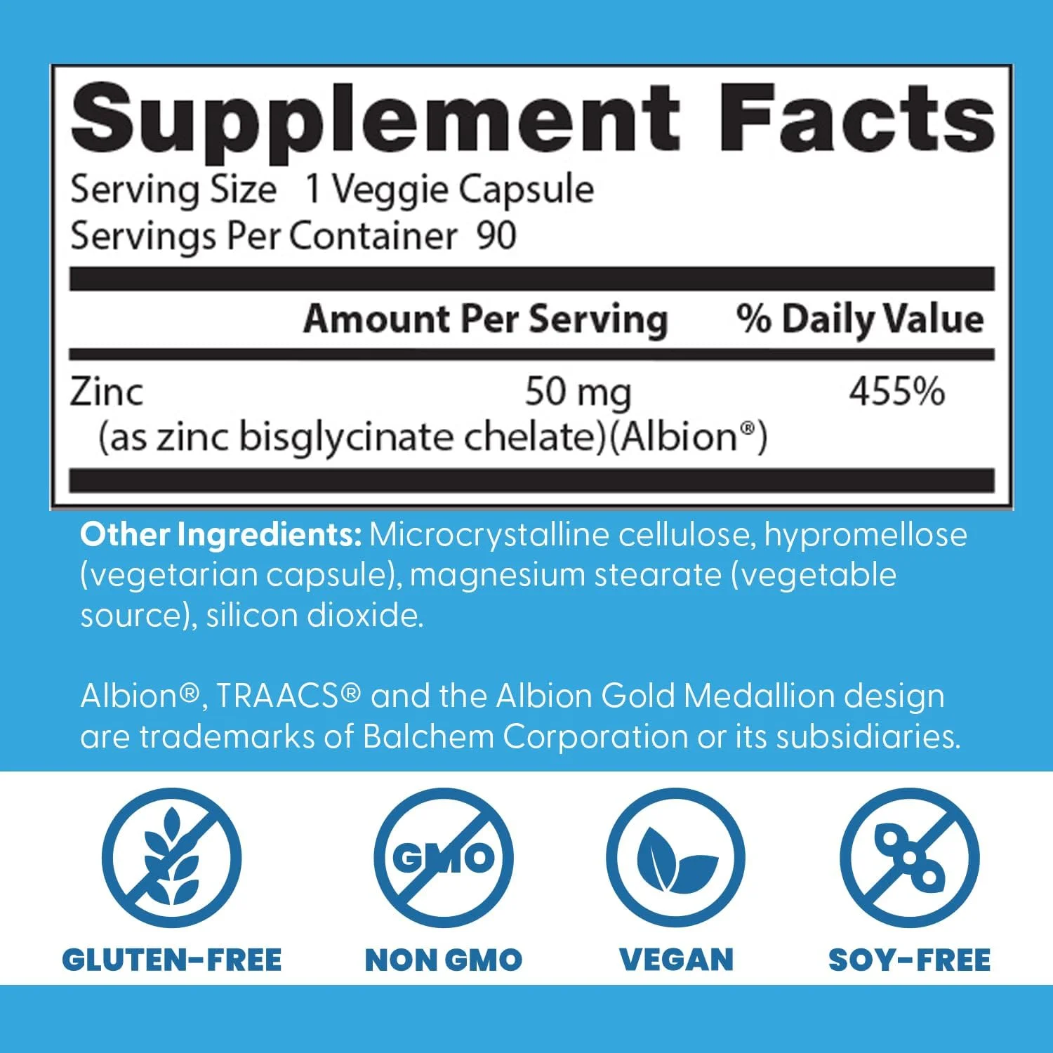 بهترین زینک بیس گلیسینات با جذب بالا داکترز بست 50 میلی گرم، قدرت بالا، پشتیبانی و تقویت کننده سیستم ایمنی، آنتی اکسیدان VC، 90 عدد