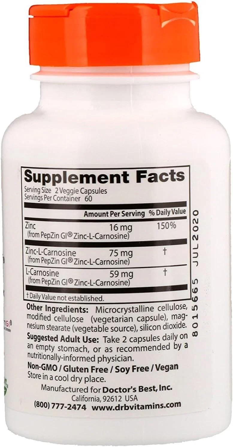 بهترین کمپلکس زینک-کارنوزین دکتر با پپزین جی آی - 120 عدد