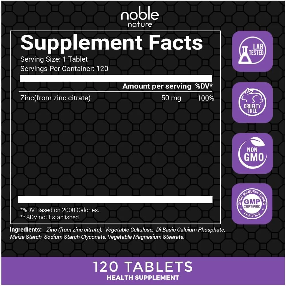 سیترات روی کلاته 50 میلی گرم - 120 قرص گیاهی - پشتیبانی از سیستم ایمنی