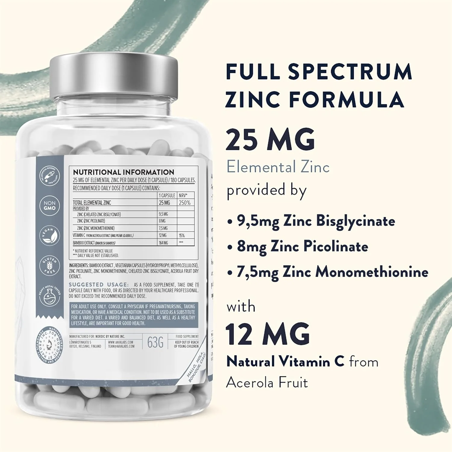 آوالبز تریپل زینک 25 میلی گرم در هر وعده - زینک طبیعی - کمپلکس ویتامین C و زینک - 180 قرص زینک با قدرت بالا - 3 برابر فرم های زینک و ویتامین C - پیکولینات، بیس گلیسینات، زینک مونومتیونین