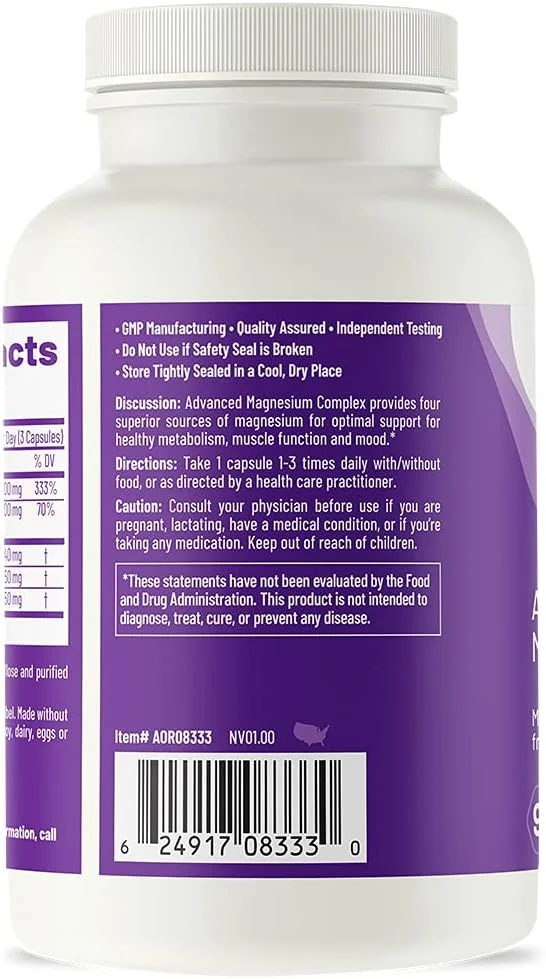 تحقیقات ارتو مولکولی پیشرفته AOR، کمپلکس منیزیم پیشرفته، 90 کپسول گیاهی