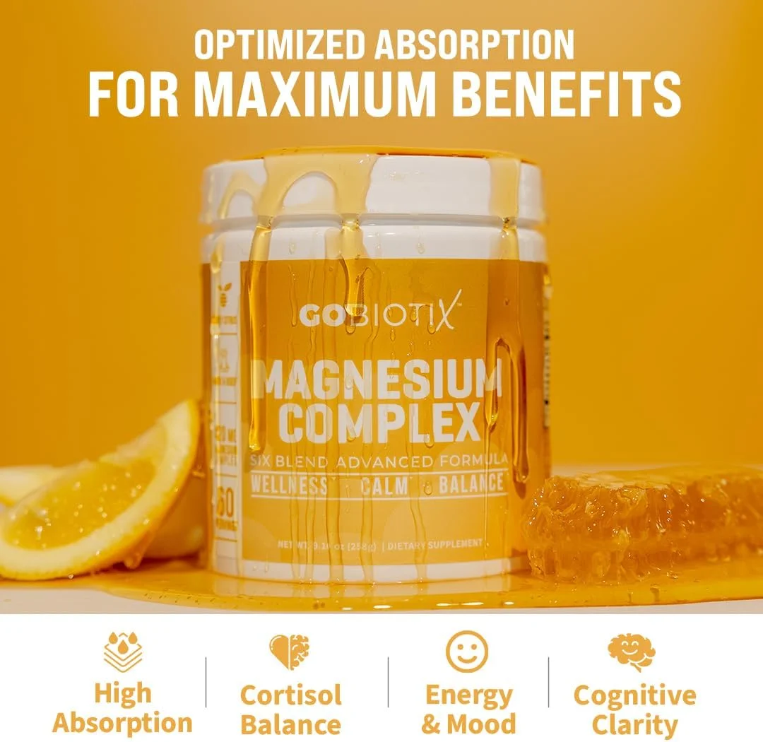 پودر گلیسینات منیزیم GoBiotix - مکمل های کورتیزول برای زنان و مردان - مکمل آرام بخش منیزیم با جذب بالا حاوی سیترات، مالات - بدون شکر - 420 میلی گرم، 60 سروینگ - مرکبات عسلی پودر گلیسینات منیزیم GoBiotix - مکمل های کورتیزول برای زنان و مردان - مکمل آرام بخش منیزیم با جذب بالا حاوی سیترات، مالات - بدون شکر - 420 میلی گرم، 60 سروینگ - مرکبات عسلی