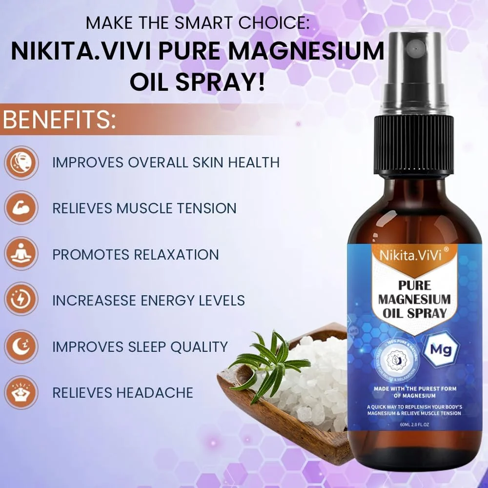 اسپری روغن منیزیم پا نیکیتا ویوی 60 میلی لیتر، اسپری روغن منیزیم موضعی خالص و طبیعی برای آبرسانی و آرامش پوست، تسکین عضلات، اسپری روغن های منیزیم ارگانیک اسپری روغن منیزیم پا نیکیتا ویوی 60 میلی لیتر، اسپری روغن منیزیم موضعی خالص و طبیعی برای آبرسانی و آرامش پوست، تسکین عضلات، اسپری روغن های منیزیم ارگانیک