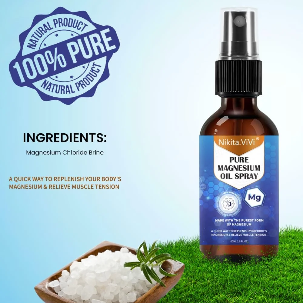 اسپری روغن منیزیم پا نیکیتا ویوی 60 میلی لیتر، اسپری روغن منیزیم موضعی خالص و طبیعی برای آبرسانی و آرامش پوست، تسکین عضلات، اسپری روغن منیزیم ارگانیک اسپری روغن منیزیم پا نیکیتا ویوی 60 میلی لیتر، اسپری روغن منیزیم موضعی خالص و طبیعی برای آبرسانی و آرامش پوست، تسکین عضلات، اسپری روغن منیزیم ارگانیک