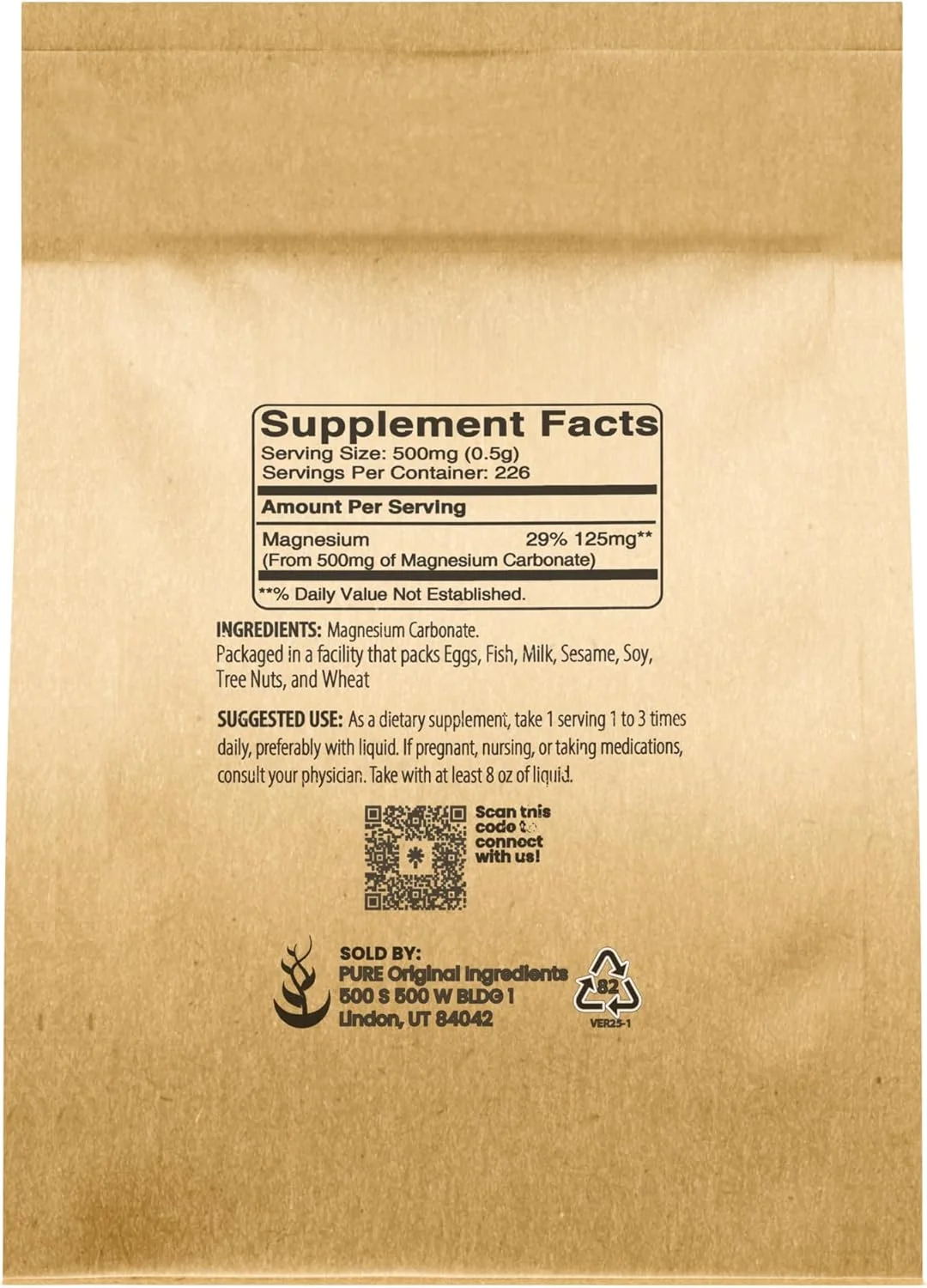 PURE ORIGINAL INGREDIENTS Magnesium Carbonate Powder (4 Oz) Magnesium Supplement, Supports Digestion*