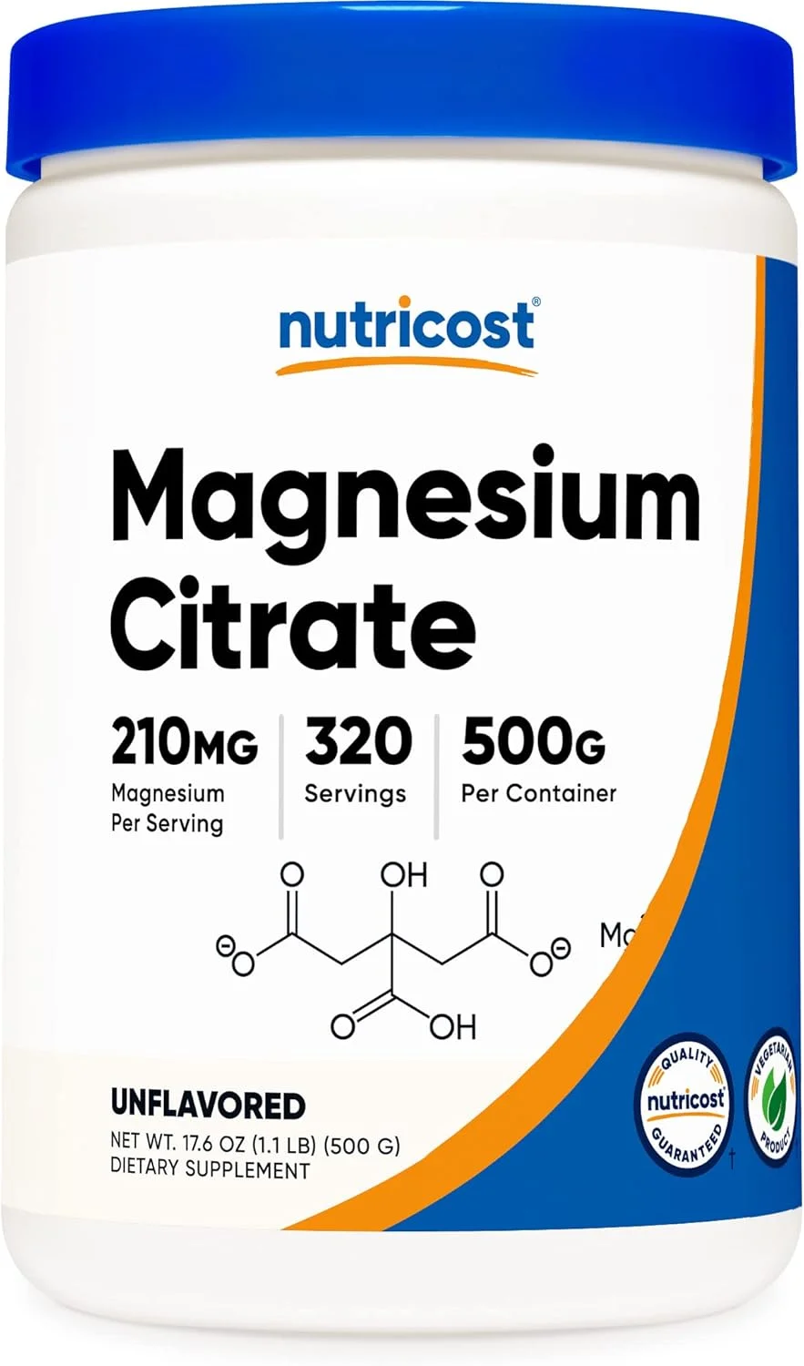 پودر سیترات منیزیم Nutricost (بدون طعم، 500 گرم)