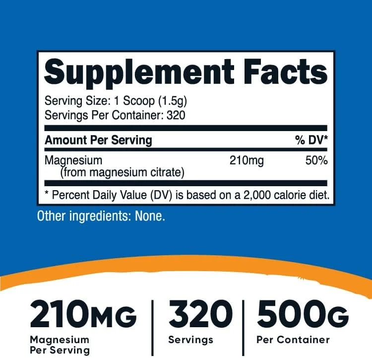 پودر سیترات منیزیم Nutricost (بدون طعم، 500 گرم) پودر سیترات منیزیم Nutricost (بدون طعم، 500 گرم)