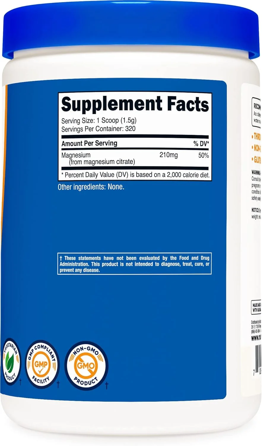 پودر سیترات منیزیم Nutricost (بدون طعم، 500 گرم) پودر سیترات منیزیم Nutricost (بدون طعم، 500 گرم)