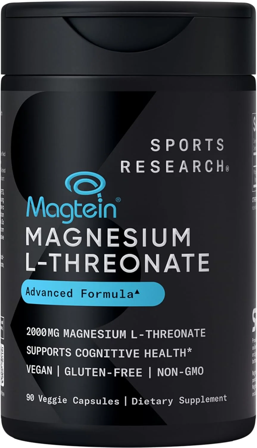 کپسول های منیزیم ال-ترئونات Magtein Sports Research - مکمل منیزیم برای حافظه، تمرکز و شناخت - منیزیم ال ترئونات از سلامت مغز، خواب و خلق و خو پشتیبانی می کند - 2000 میلی گرم، 90 کپسول برای بزرگسالان
