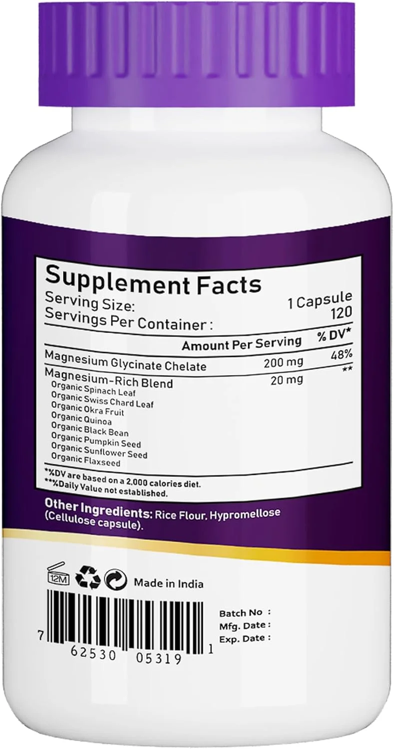 NBL NATURAL منیزیم گلیسینات کلات 200 میلی گرم، مکمل غذایی برای حمایت از عضله، قلب، عصب و استخوان، 120 کپسول NBL NATURAL منیزیم گلیسینات کلات 200 میلی گرم، مکمل غذایی برای حمایت از عضله، قلب، عصب و استخوان، 120 کپسول