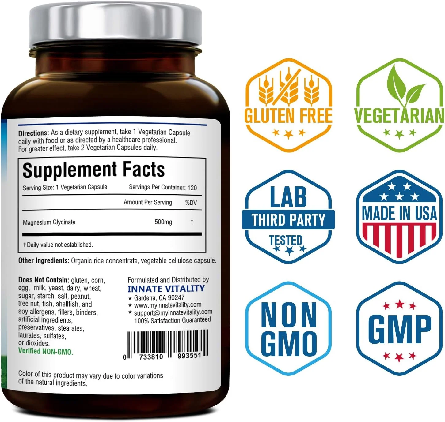 گلیسینات منیزیم Innate Vitality 500 میلی گرم، 120 کپسول گیاهی گلیسینات منیزیم Innate Vitality 500 میلی گرم، 120 کپسول گیاهی