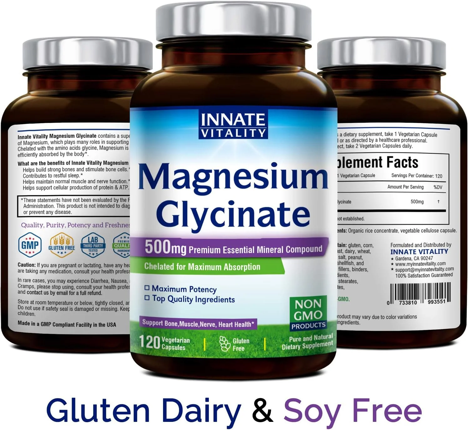 گلیسینات منیزیم Innate Vitality 500 میلی گرم، 120 کپسول گیاهی گلیسینات منیزیم Innate Vitality 500 میلی گرم، 120 کپسول گیاهی