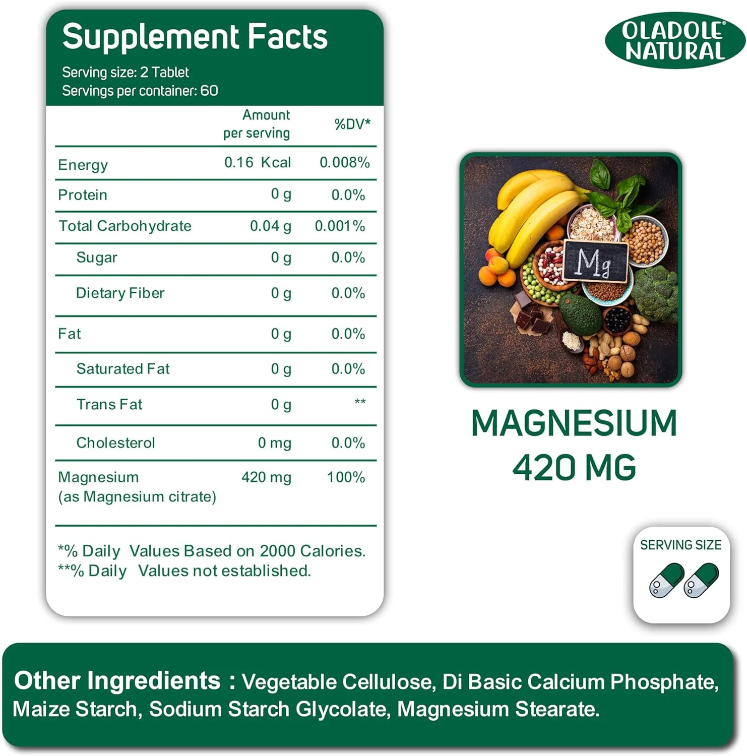 اولادول نچرال سیترات منیزیم 420 میلی گرم - 120 قرص | بهبود خواب و آرامش، شل شدن عضلات، پشتیبانی از سلامت قلب و استخوان، سلامت سیستم ایمنی | غیر GMO، بدون گلوتن اولادول نچرال سیترات منیزیم 420 میلی گرم - 120 قرص | بهبود خواب و آرامش، شل شدن عضلات، پشتیبانی از سلامت قلب و استخوان، سلامت سیستم ایمنی | غیر GMO، بدون گلوتن
