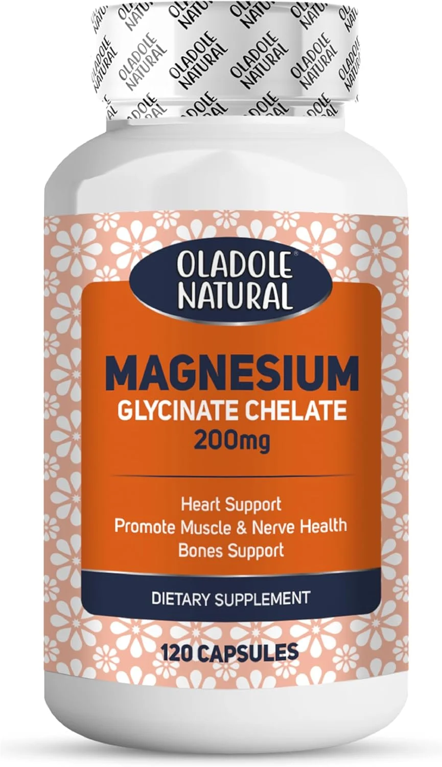 اولادول منیزیم گلیسینات کلات طبیعی - 120 کپسول | پشتیبانی از خواب، گرفتگی عضلات، استرس و آرامش | مکمل منیزیم با جذب بالا برای اضطراب | بدون گلوتن و غیر GMO