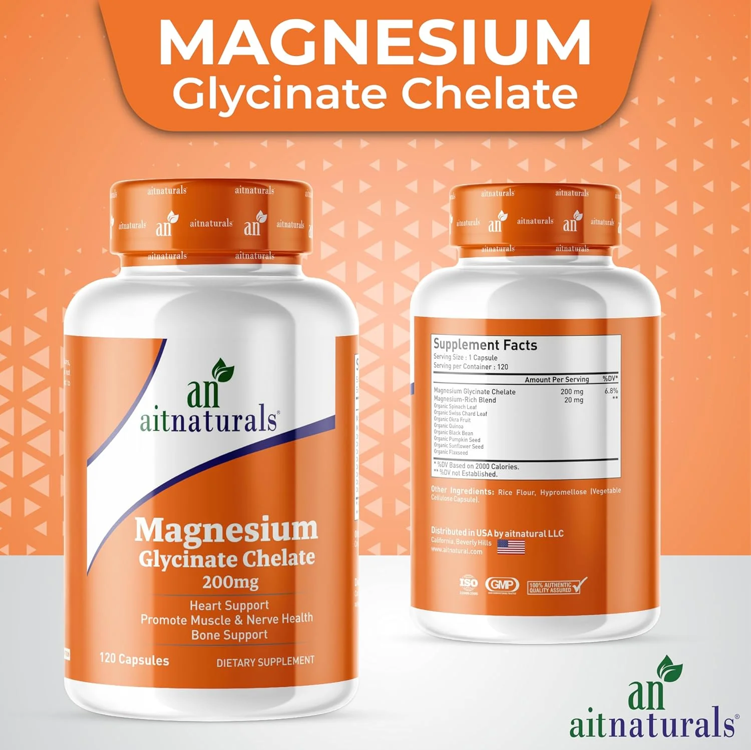آیت نچرالز گلیسینات منیزیم کلات (200 میلی گرم) - 120 کپسول، تقویت کننده عضلات، سلامت اعصاب، پشتیبانی از قلب و استخوان، ترکیبی غنی از مکمل منیزیم برای حمایت از کاهش استرس، خواب و انرژی فعال آیت نچرالز گلیسینات منیزیم کلات (200 میلی گرم) - 120 کپسول، تقویت کننده عضلات، سلامت اعصاب، پشتیبانی از قلب و استخوان، ترکیبی غنی از مکمل منیزیم برای حمایت از کاهش استرس، خواب و انرژی فعال