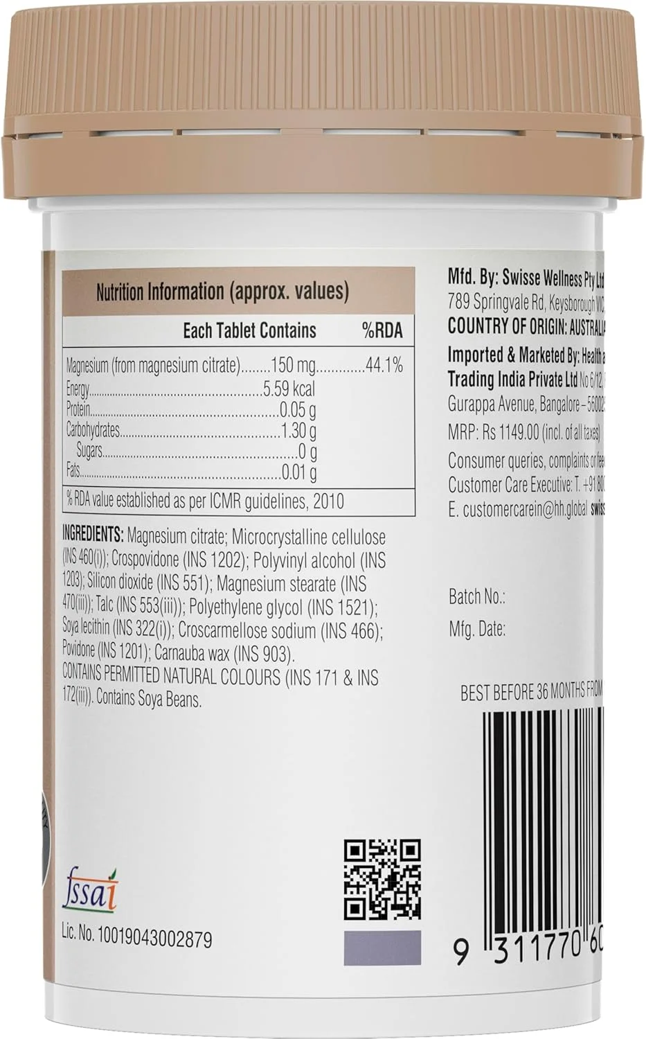 SWISSE Ultiboost منیزیم - 150 میلی گرم | سیترات منیزیم - پشتیبانی از ریکاوری عضلات، خواب و ایمنی | تسکین دهنده استخوان و عضلات | 60 قرص SWISSE Ultiboost منیزیم - 150 میلی گرم | سیترات منیزیم - پشتیبانی از ریکاوری عضلات، خواب و ایمنی | تسکین دهنده استخوان و عضلات | 60 قرص