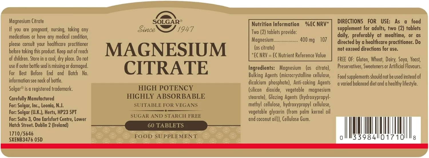 قرص سیترات منیزیم سولگار، 60 عدد قرص سیترات منیزیم سولگار، 60 عدد