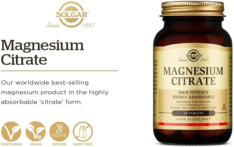 قرص سیترات منیزیم سولگار، 60 عدد قرص سیترات منیزیم سولگار، 60 عدد