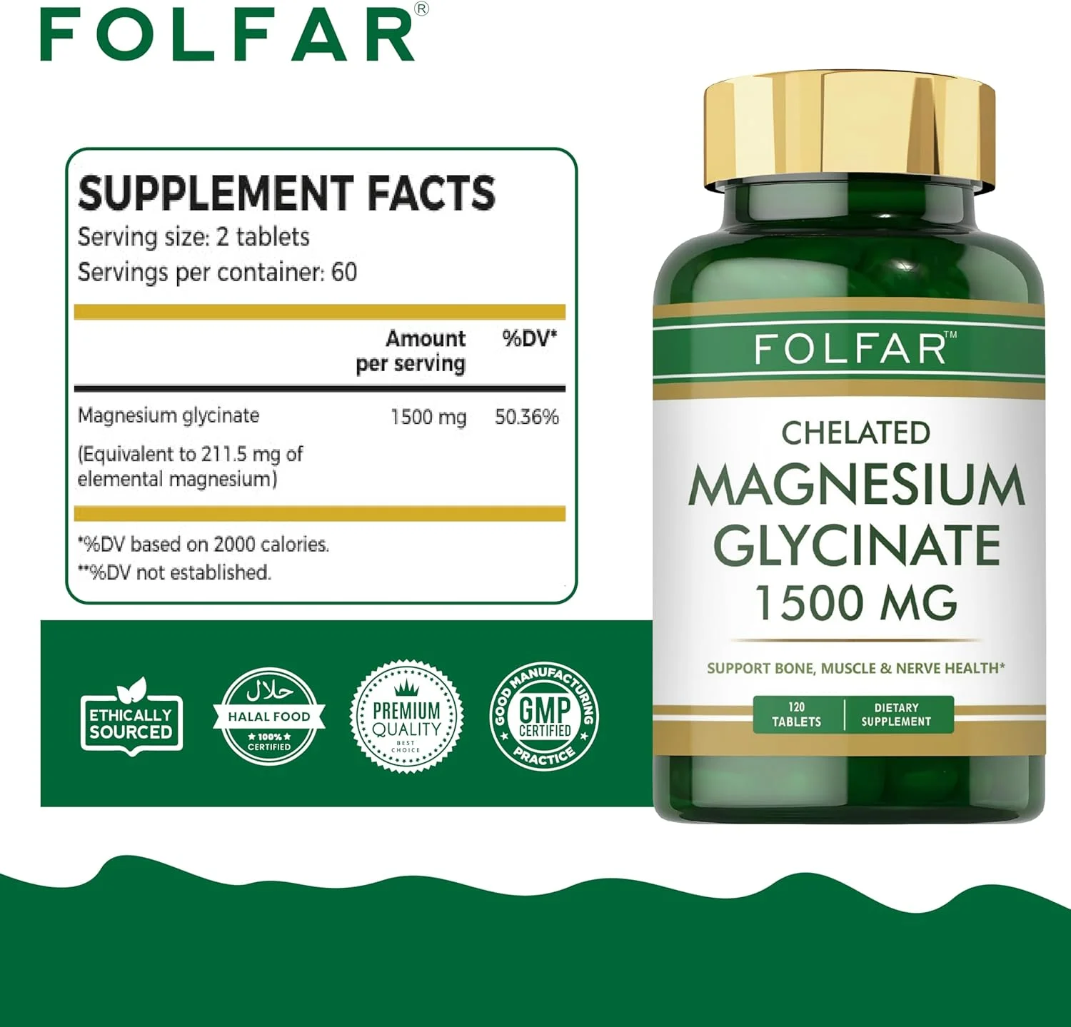 فولفار منیزیم گلیسینات کلاته (1500 میلی گرم) - 120 قرص | مکمل با جذب بالا، پشتیبانی از سلامت استخوان، عضله و عصب | کمک به کاهش استرس، بهبود کیفیت خواب و سلامت قلب | غیر تراریخته فولفار منیزیم گلیسینات کلاته (1500 میلی گرم) - 120 قرص | مکمل با جذب بالا، پشتیبانی از سلامت استخوان، عضله و عصب | کمک به کاهش استرس، بهبود کیفیت خواب و سلامت قلب | غیر تراریخته