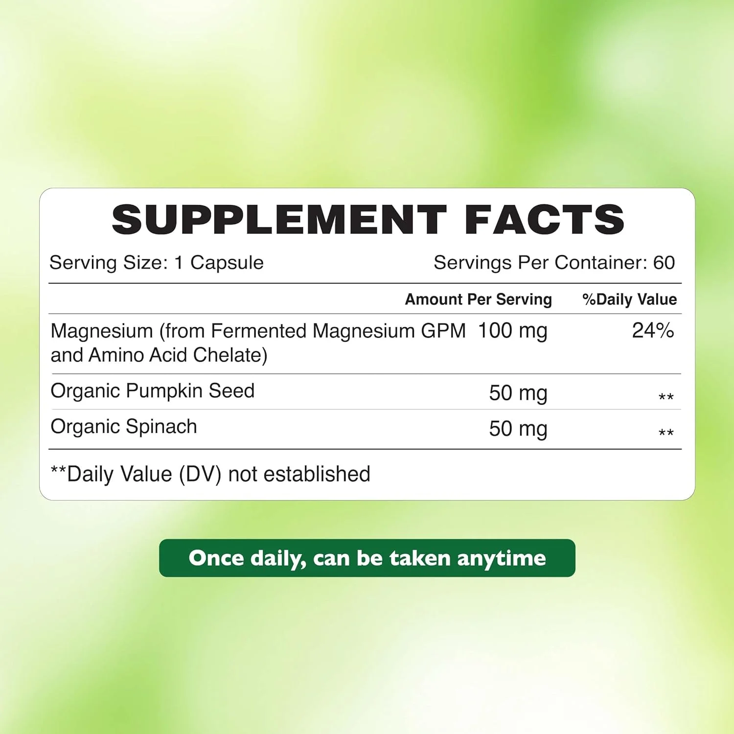 منیزیم گیاهی ارگانیک Earth I پشتیبانی از سلامت استخوان و آرامش عضلات I وگان، بدون گلوتن، تغذیه پاک I 60 کپسول