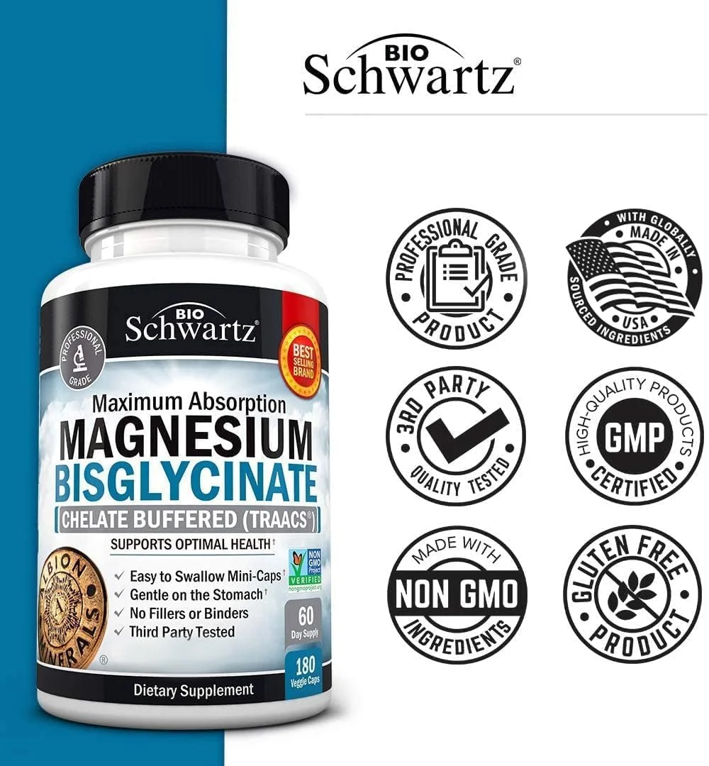 مکمل معدنی منیزیم بیس گلیسینات کلات BioSchwartz، تایید شده توسط پروژه غیر GMO، بدون اثر ملین مکمل معدنی منیزیم بیس گلیسینات کلات BioSchwartz، تایید شده توسط پروژه غیر GMO، بدون اثر ملین