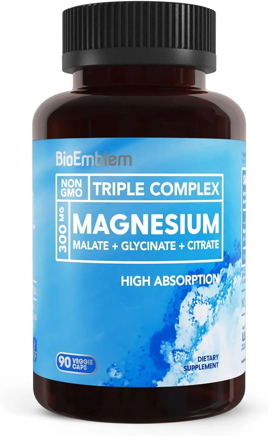کمپلکس منیزیم سه گانه غیر تراریخته BioEmblem (90 کپسول، 300 میلی گرم)