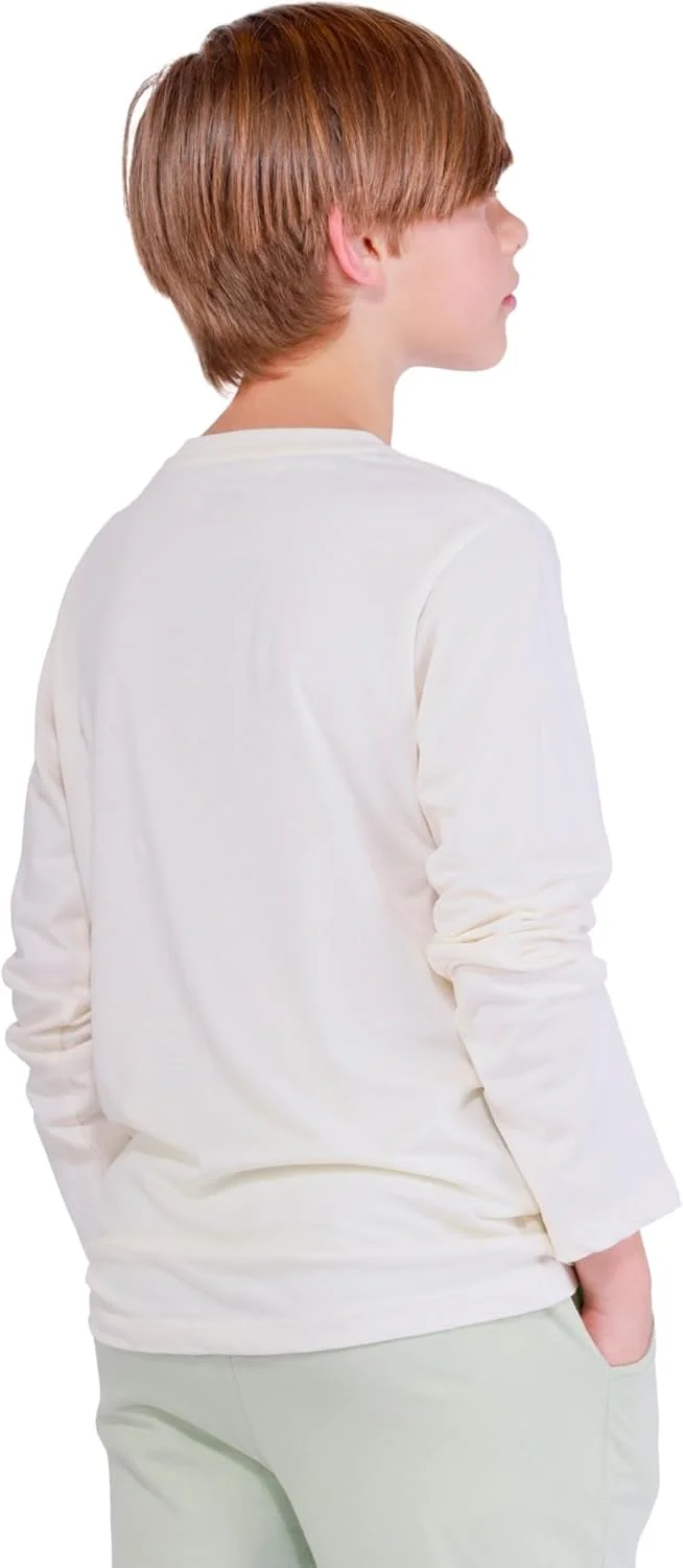 تیشرتهای نخی پسرانه Nuego، آستین بلند، تی شرت های یقه گرد پسرانه با فیت راحت، تنفس پذیر، طرح دار، مناسب استفاده روزمره برای کودکان 7-14 سال (سفید شیری، خاکستری) تیشرتهای نخی پسرانه Nuego، آستین بلند، تی شرت های یقه گرد پسرانه با فیت راحت، تنفس پذیر، طرح دار، مناسب استفاده روزمره برای کودکان 7-14 سال (سفید شیری، خاکستری)