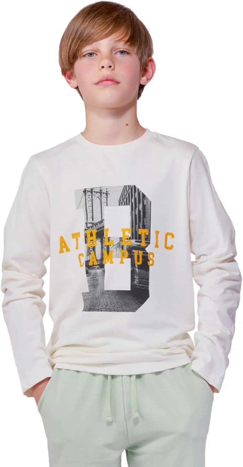 تیشرتهای نخی پسرانه Nuego، آستین بلند، تی شرت های یقه گرد پسرانه با فیت راحت، تنفس پذیر، طرح دار، مناسب استفاده روزمره برای کودکان 7-14 سال (سفید شیری، خاکستری) تیشرتهای نخی پسرانه Nuego، آستین بلند، تی شرت های یقه گرد پسرانه با فیت راحت، تنفس پذیر، طرح دار، مناسب استفاده روزمره برای کودکان 7-14 سال (سفید شیری، خاکستری)