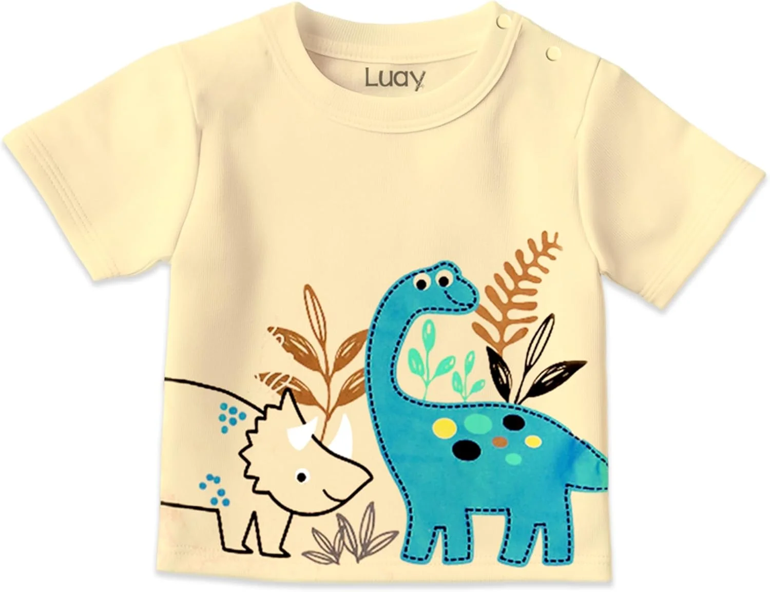 تی‌شرت‌های نخی 100% LUAY برای پسران و دختران، آستین کوتاه با طرح‌های شاد و رنگارنگ برای کودکان و نوپایان، برش معمولی