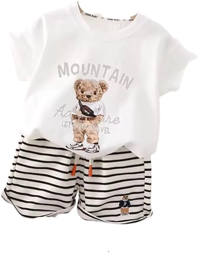 ست لباس پسرانه بچه گانه، ست شورت بچه گانه پنبه ای 2 تکه تی شرت شورت شلوار لباس پسرانه 2 تکه سایز 5 سال، 4 سال ست لباس پسرانه بچه گانه، ست شورت بچه گانه پنبه ای 2 تکه تی شرت شورت شلوار لباس پسرانه 2 تکه سایز 5 سال، 4 سال