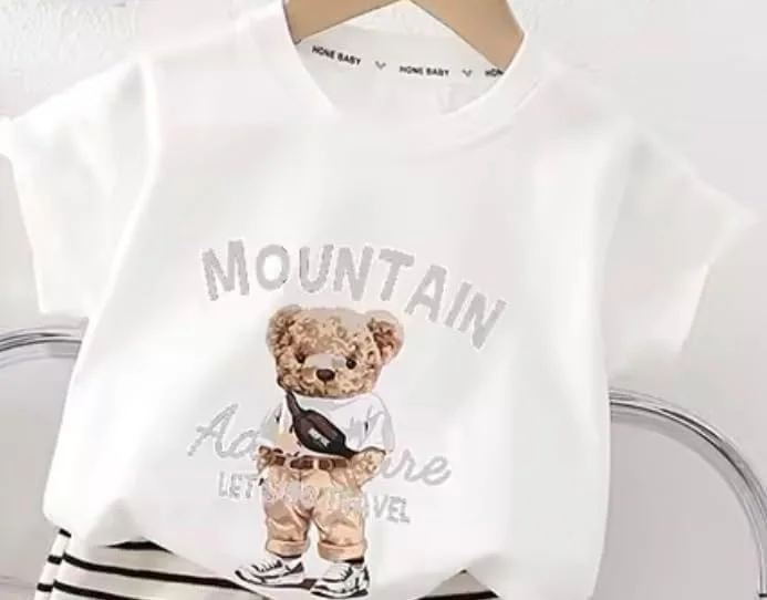 ست لباس پسرانه بچه گانه، ست شورت بچه گانه پنبه ای 2 تکه تی شرت شورت شلوار لباس پسرانه 2 تکه سایز 5 سال، 4 سال