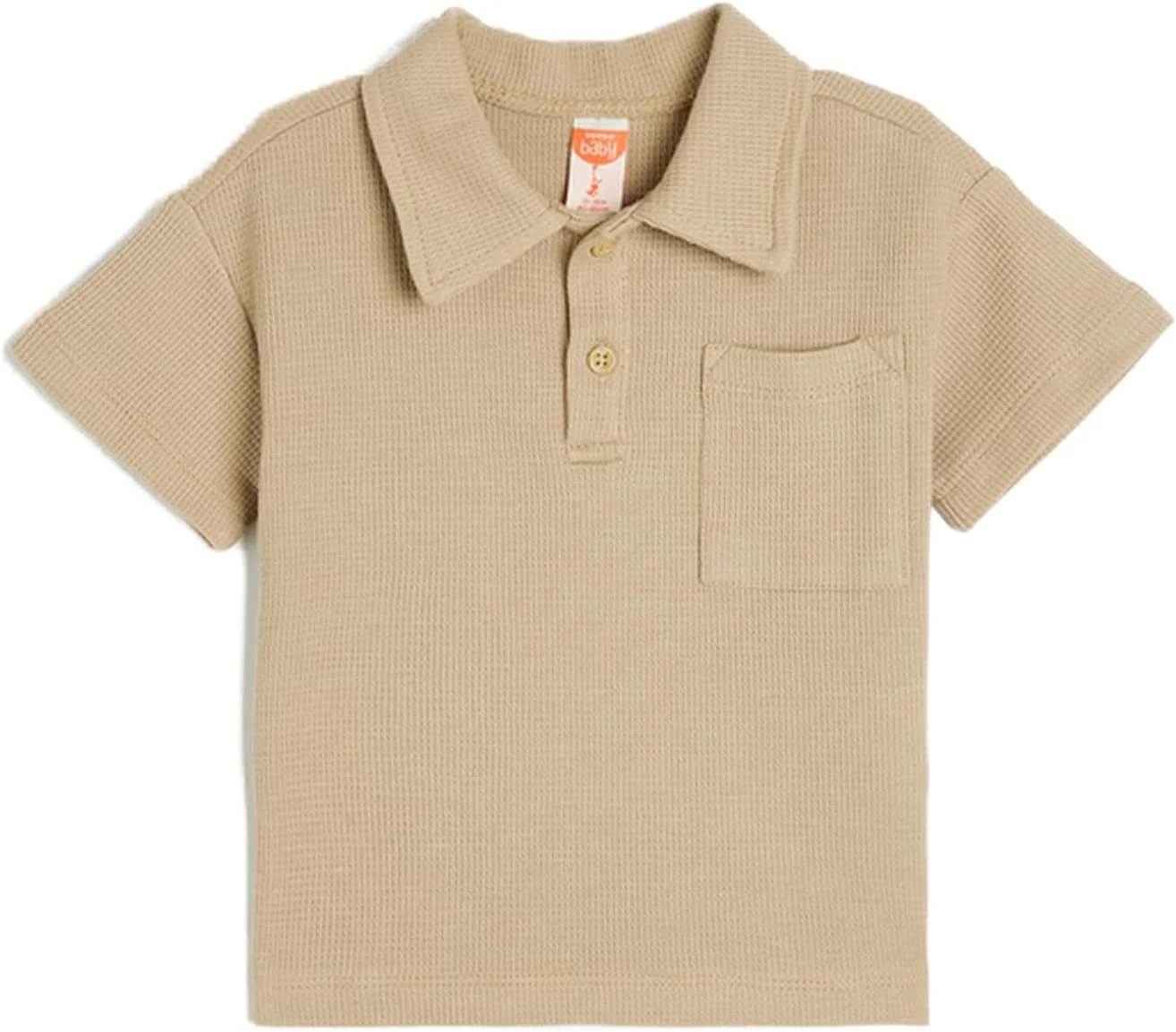 تی شرت آستین کوتاه یقه پولو نخی پسرانه کوتون، قهوه ای (542)، 12-18 ماه