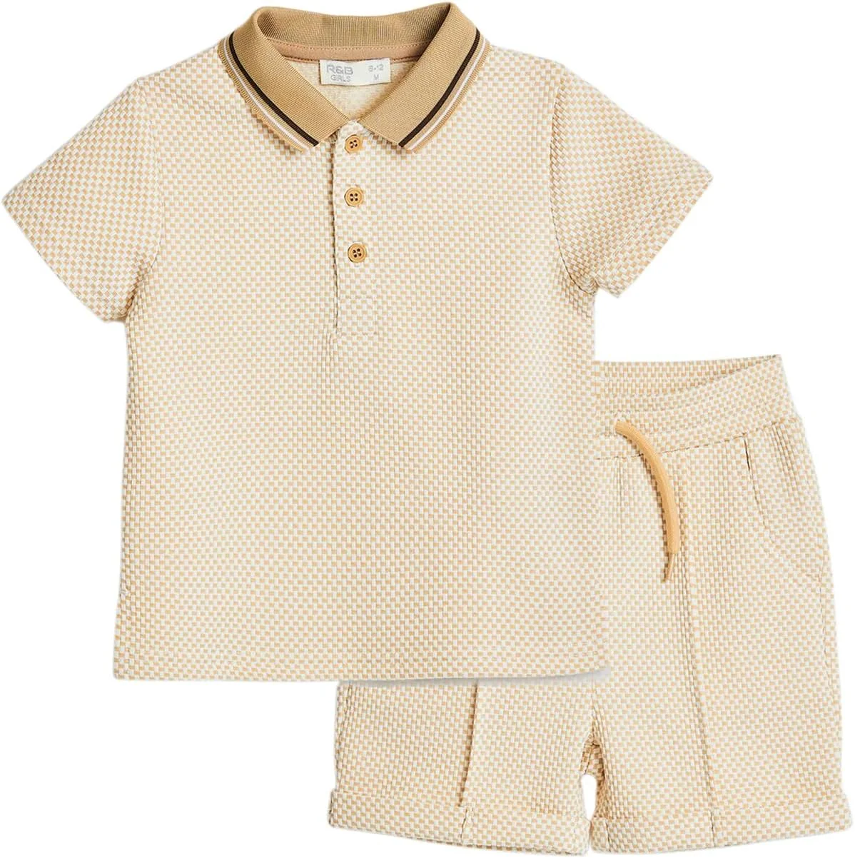 تی شرت پولو بافت دار پسرانه نوزادی R&B مدل 325-0812Ib030-2 آستین کوتاه