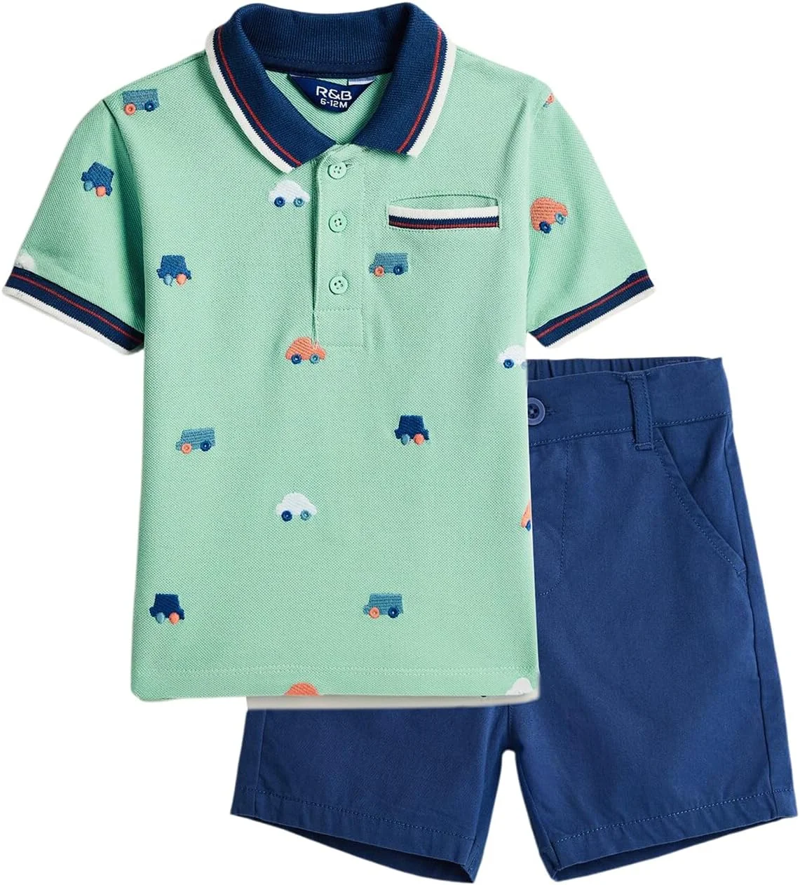 ست تی شرت پولو آستین کوتاه و شلوارک پسرانه R&B مدل 325-0754Ib130-1