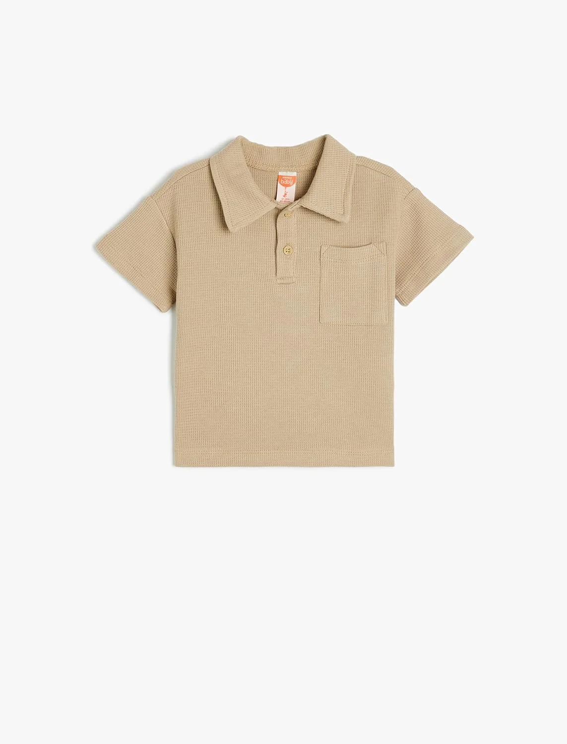 تی شرت آستین کوتاه یقه پولو نخی پسرانه کوتون، قهوه ای (542)، 12-18 ماه