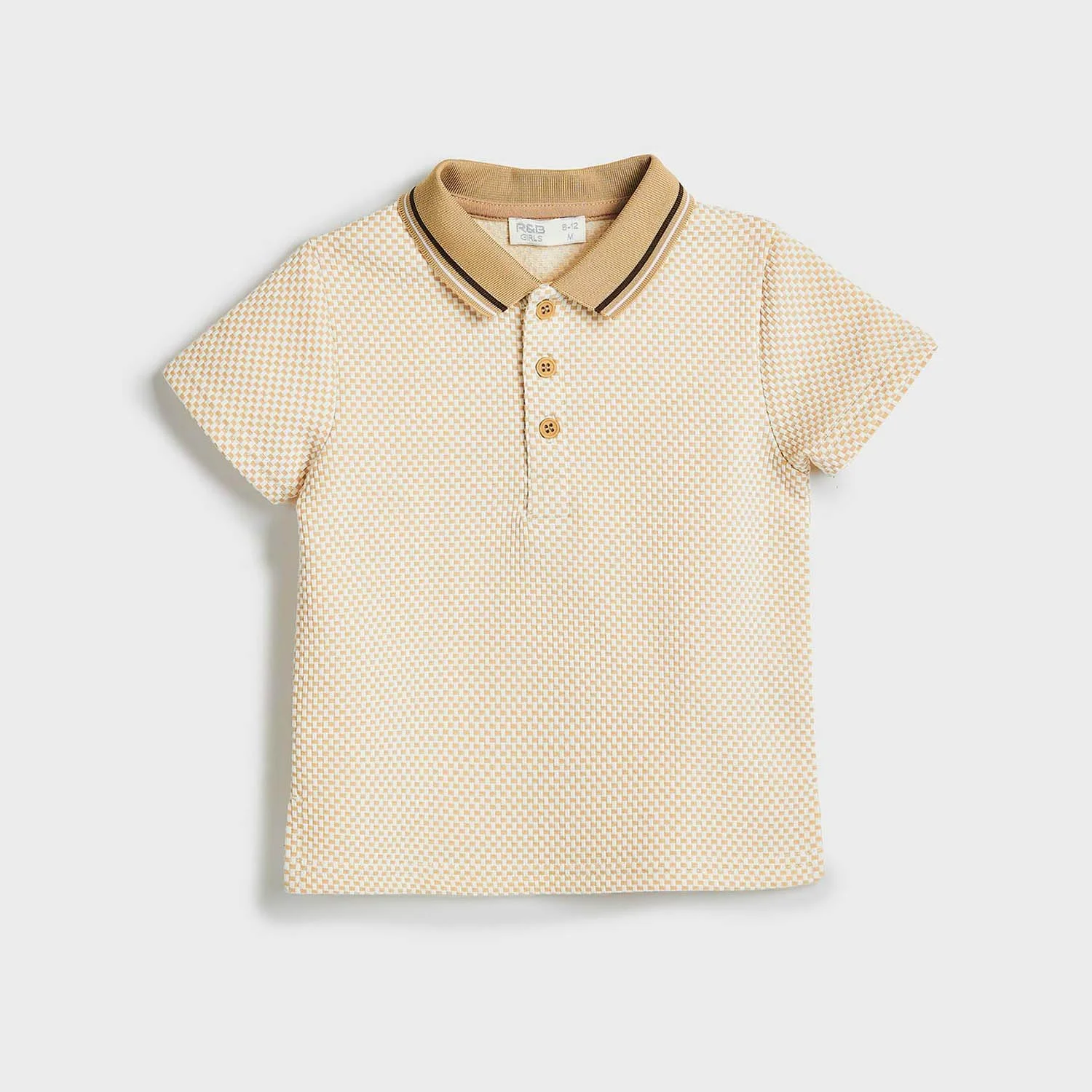 تی شرت پولو بافت دار پسرانه نوزادی R&B مدل 325-0812Ib030-2 آستین کوتاه