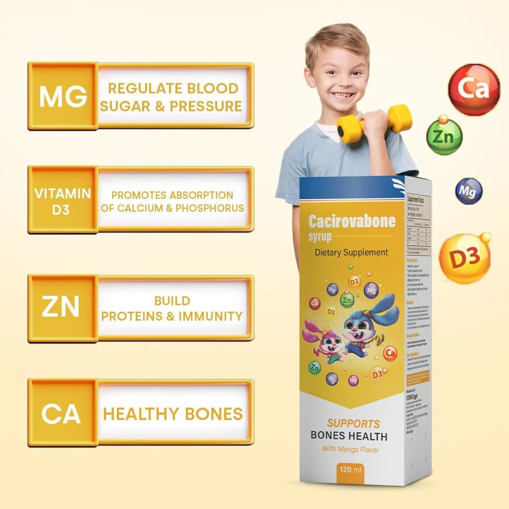 مکمل غذایی کاسیرووابون - برای کودکان 9+ سال و بزرگسالان - کلسیم، روی، ویتامین D3 و منیزیم - 120 میلی لیتر مکمل غذایی کاسیرووابون - برای کودکان 9+ سال و بزرگسالان - کلسیم، روی، ویتامین D3 و منیزیم - 120 میلی لیتر