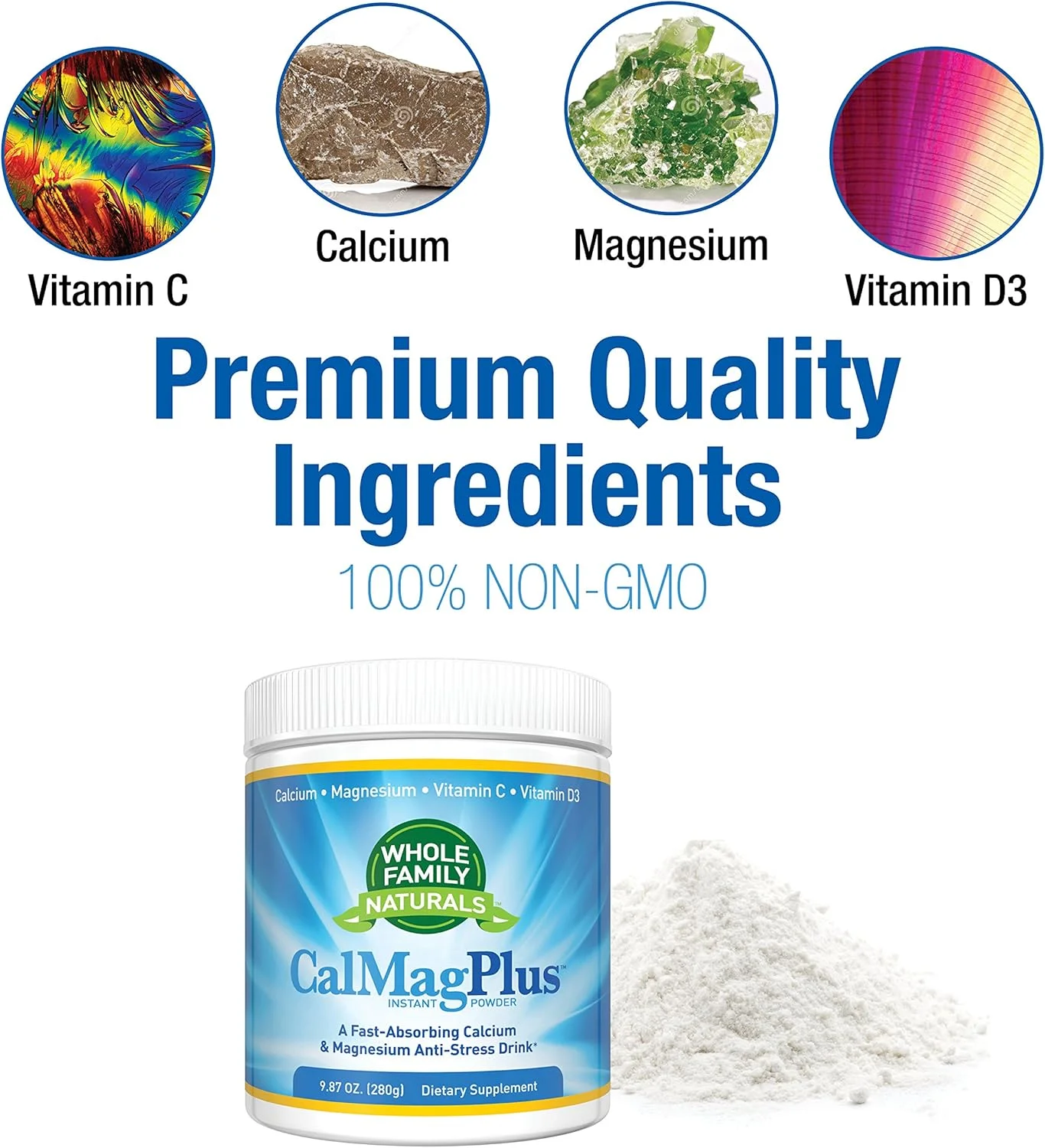 مکمل پودری کلسیم منیزیم Whole Family Naturals - CalMag Plus با ویتامین C و D3 - بدون گلوتن، غیر GMO، بدون طعم - نوشیدنی Cal Mag برای آرامش و کاهش استرس - Cal-Mag برای گرفتگی عضلات پا مکمل پودری کلسیم منیزیم Whole Family Naturals - CalMag Plus با ویتامین C و D3 - بدون گلوتن، غیر GMO، بدون طعم - نوشیدنی Cal Mag برای آرامش و کاهش استرس - Cal-Mag برای گرفتگی عضلات پا