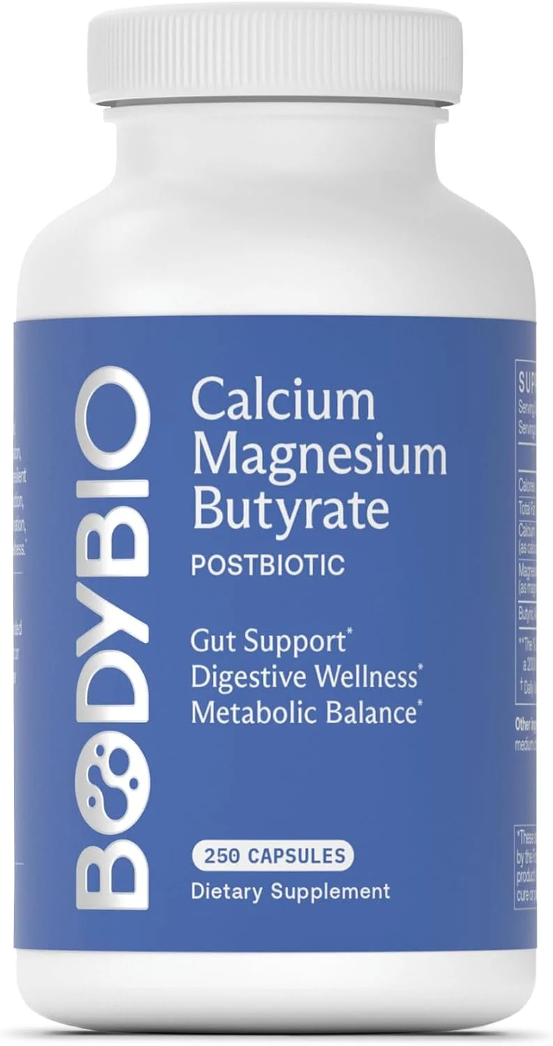 BodyBio بوتیرات + کلسیم + منیزیم | مکمل سلامت روده | 250 کپسول BodyBio بوتیرات + کلسیم + منیزیم | مکمل سلامت روده | 250 کپسول