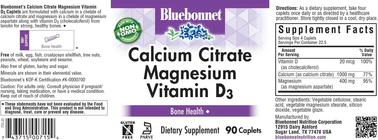 کپسول های سیترات کلسیم منیزیم به همراه ویتامین D3 Bluebonnet Nutrition، سلامت استخوان و آرامش عضلات، غیر GMO، بدون گلوتن، سویا و شیر، کوشر، سفید، 90 عدد کپسول های سیترات کلسیم منیزیم به همراه ویتامین D3 Bluebonnet Nutrition، سلامت استخوان و آرامش عضلات، غیر GMO، بدون گلوتن، سویا و شیر، کوشر، سفید، 90 عدد