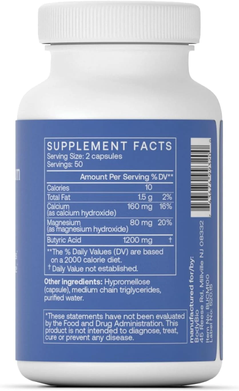 کپسول های بوتیرات کلسیم و منیزیم BodyBio، 100 عدد، بوتیرات کلسیم/منیزیم برای ترمیم روده، پشتیبانی از میکروبیوم و سلامت مغز، مکمل روده نشت کننده، بدون لبنیات، فرمول 100% خالص کپسول های بوتیرات کلسیم و منیزیم BodyBio، 100 عدد، بوتیرات کلسیم/منیزیم برای ترمیم روده، پشتیبانی از میکروبیوم و سلامت مغز، مکمل روده نشت کننده، بدون لبنیات، فرمول 100% خالص