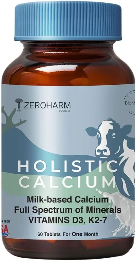 قرص کلسیم جامع ZEROHARM برای زنان و مردان - مکمل کلسیم بر پایه شیر با ویتامین D3، K2-7، منیزیم و فسفر - بهترین مکمل برای پشتیبانی از مفاصل و استحکام استخوان (60 قرص) قرص کلسیم جامع ZEROHARM برای زنان و مردان - مکمل کلسیم بر پایه شیر با ویتامین D3، K2-7، منیزیم و فسفر - بهترین مکمل برای پشتیبانی از مفاصل و استحکام استخوان (60 قرص)